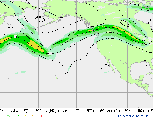 Jet stream ECMWF Qui 06.06.2024 00 UTC