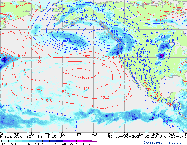 Z500/Rain (+SLP)/Z850 ECMWF lun 03.06.2024 06 UTC