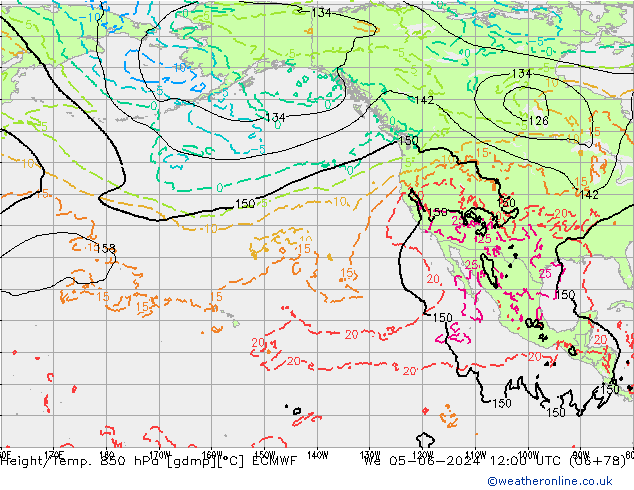 Z500/Rain (+SLP)/Z850 ECMWF St 05.06.2024 12 UTC