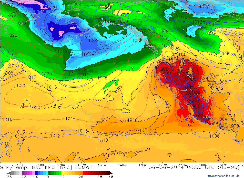 SLP/Temp. 850 hPa ECMWF do 06.06.2024 00 UTC