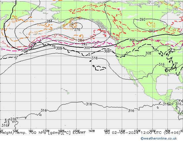 Height/Temp. 700 hPa ECMWF Su 02.06.2024 12 UTC