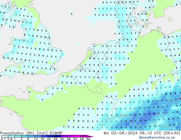 Z500/Yağmur (+YB)/Z850 ECMWF Pzt 03.06.2024 12 UTC