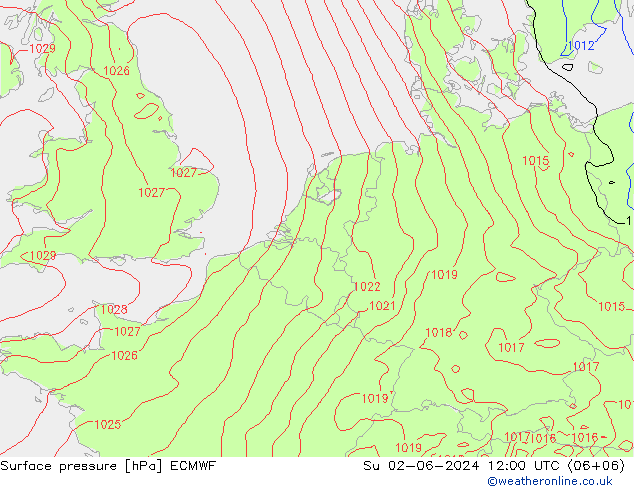 приземное давление ECMWF Вс 02.06.2024 12 UTC