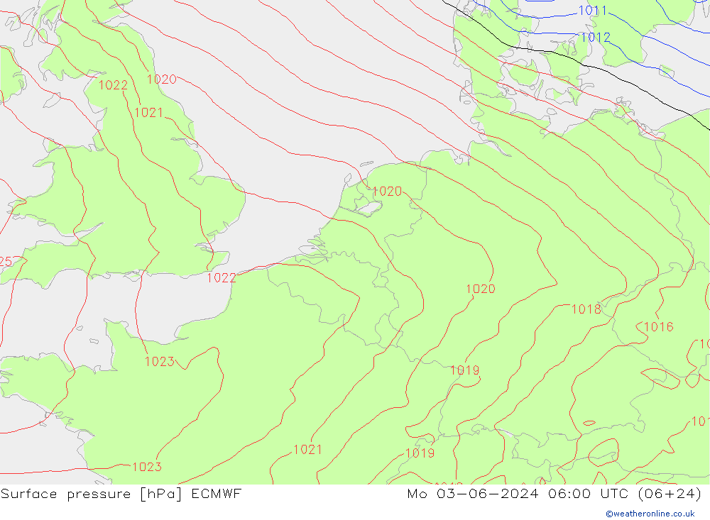 Bodendruck ECMWF Mo 03.06.2024 06 UTC