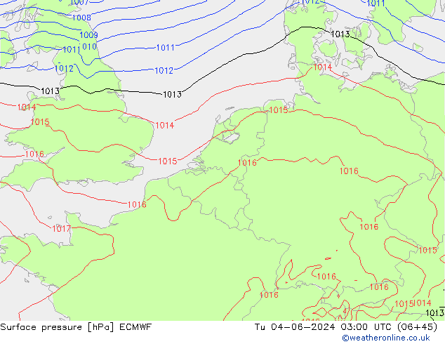 Presión superficial ECMWF mar 04.06.2024 03 UTC