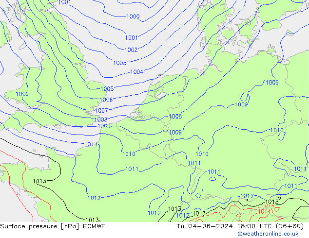 ciśnienie ECMWF wto. 04.06.2024 18 UTC