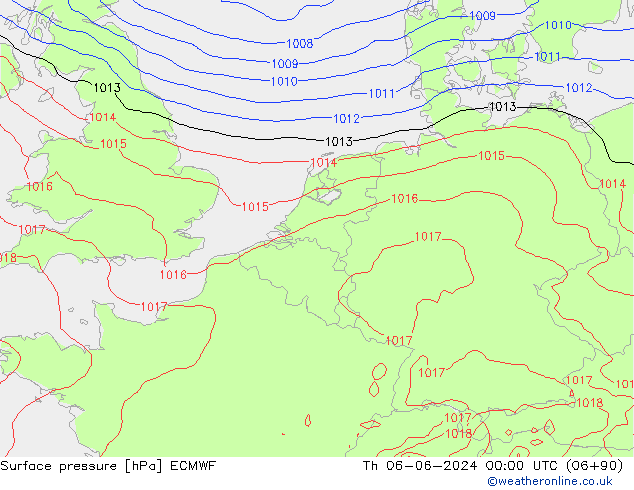 Pressione al suolo ECMWF gio 06.06.2024 00 UTC