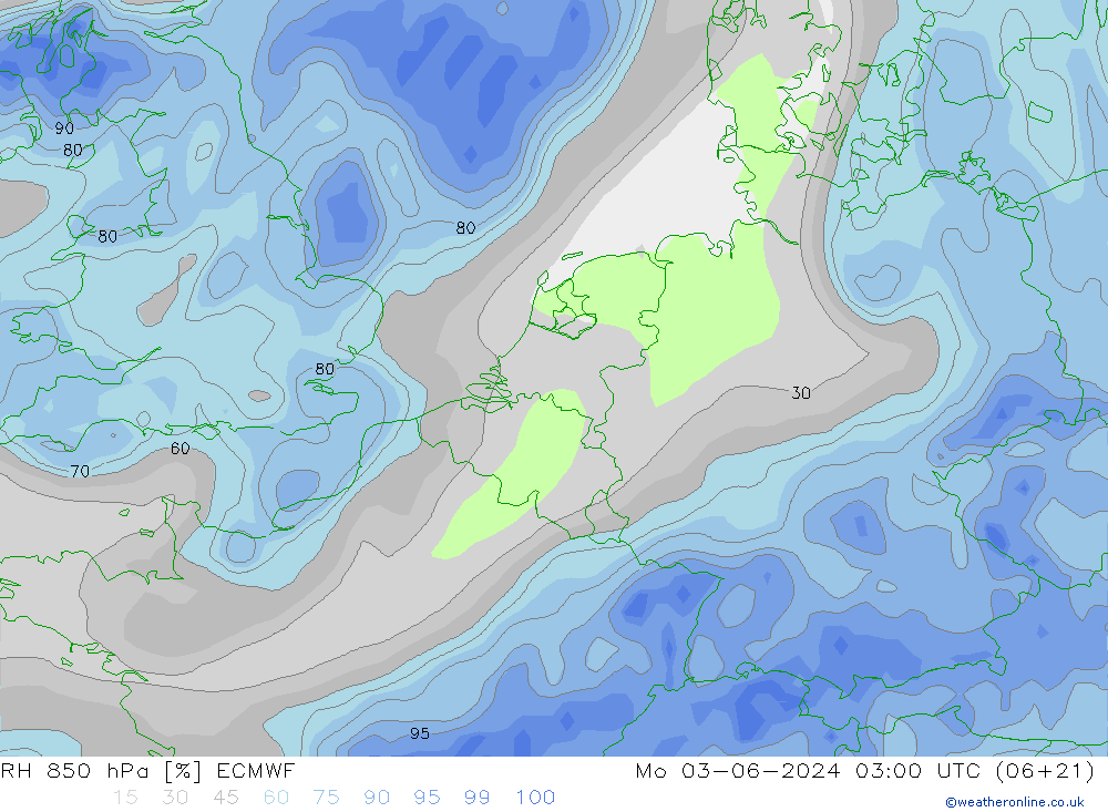 RH 850 hPa ECMWF  03.06.2024 03 UTC