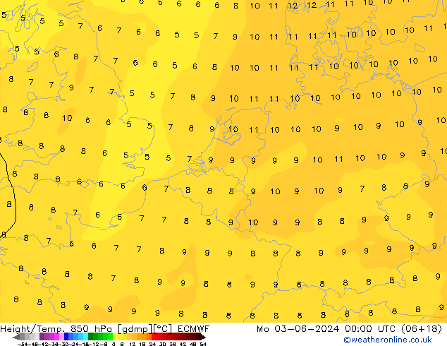 Z500/Rain (+SLP)/Z850 ECMWF Mo 03.06.2024 00 UTC