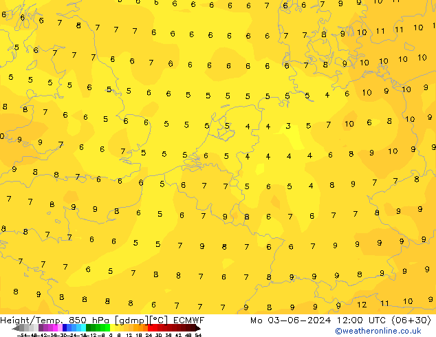 Z500/Rain (+SLP)/Z850 ECMWF Seg 03.06.2024 12 UTC