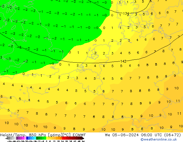 Z500/Rain (+SLP)/Z850 ECMWF śro. 05.06.2024 06 UTC