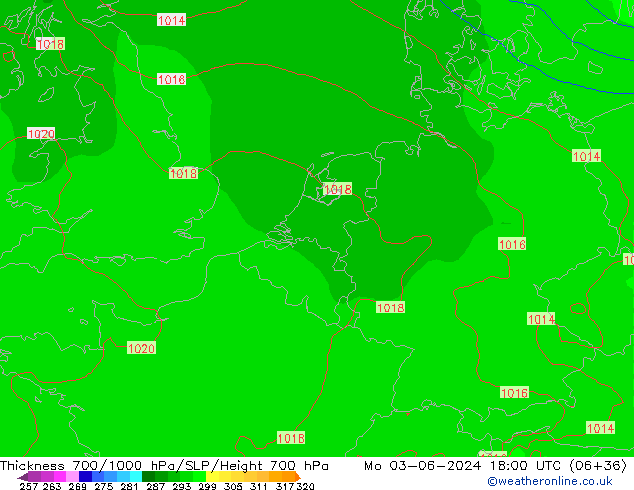 Schichtdicke 700-1000 hPa ECMWF Mo 03.06.2024 18 UTC