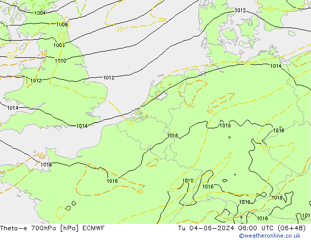 Theta-e 700hPa ECMWF mar 04.06.2024 06 UTC