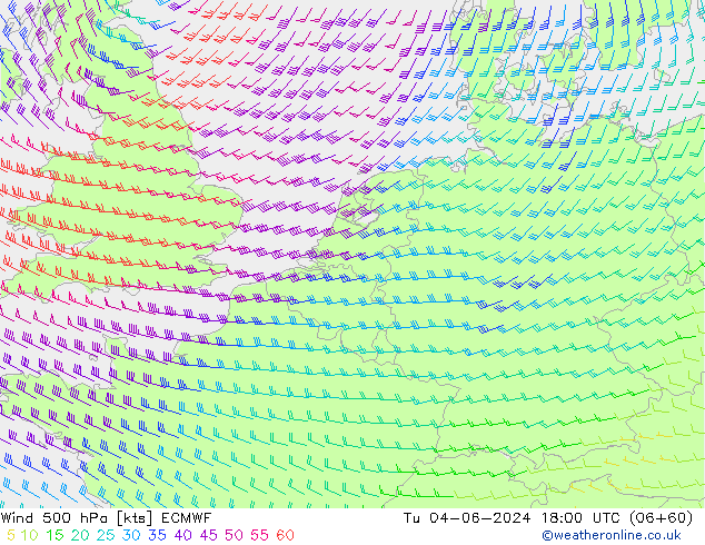 Vent 500 hPa ECMWF mar 04.06.2024 18 UTC