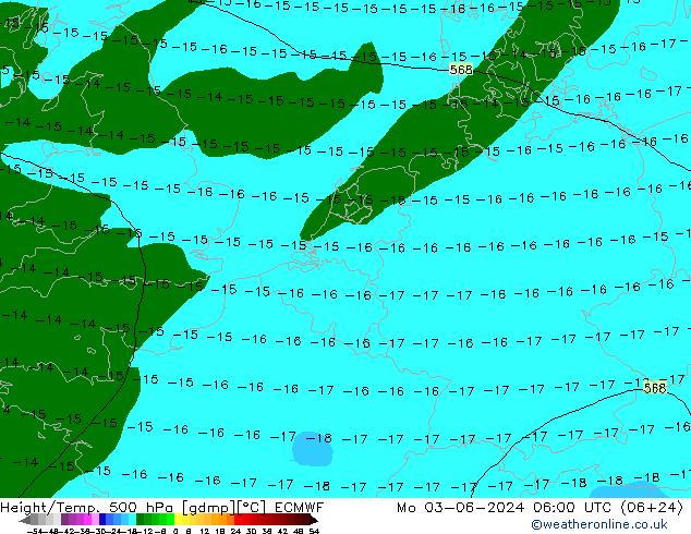 Z500/Yağmur (+YB)/Z850 ECMWF Pzt 03.06.2024 06 UTC