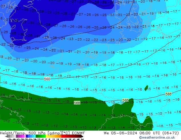 Z500/Rain (+SLP)/Z850 ECMWF śro. 05.06.2024 06 UTC