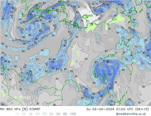 RH 850 hPa ECMWF Ne 02.06.2024 21 UTC