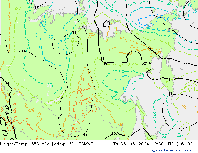 Z500/Rain (+SLP)/Z850 ECMWF Čt 06.06.2024 00 UTC