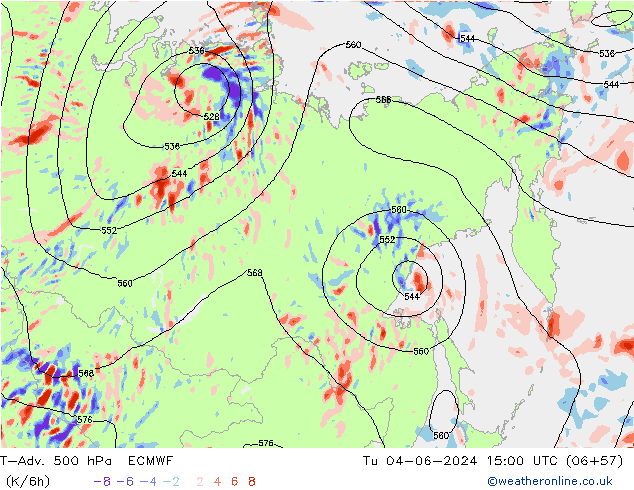 T-Adv. 500 hPa ECMWF di 04.06.2024 15 UTC