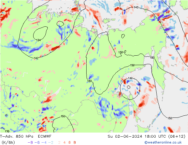 T-Adv. 850 hPa ECMWF dim 02.06.2024 18 UTC