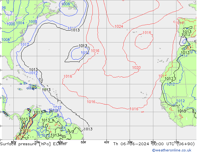 Surface pressure ECMWF Th 06.06.2024 00 UTC