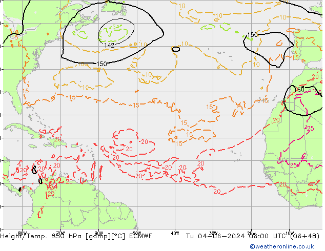 Z500/Regen(+SLP)/Z850 ECMWF di 04.06.2024 06 UTC
