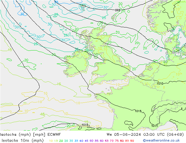 Isotachs (mph) ECMWF We 05.06.2024 03 UTC