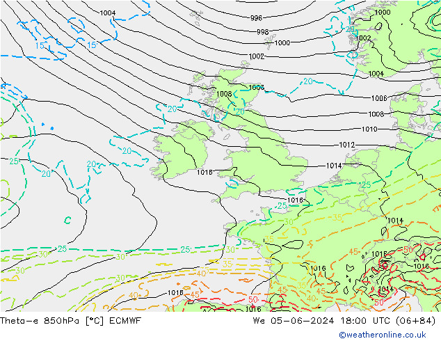 Theta-e 850hPa ECMWF  05.06.2024 18 UTC