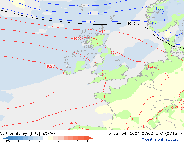 SLP tendency ECMWF Mo 03.06.2024 06 UTC