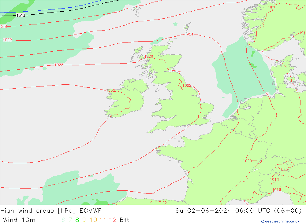 Windvelden ECMWF zo 02.06.2024 06 UTC