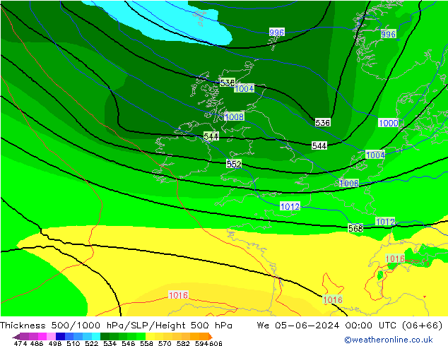 Thck 500-1000hPa ECMWF Qua 05.06.2024 00 UTC