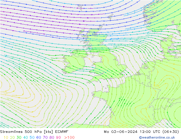 Stroomlijn 500 hPa ECMWF ma 03.06.2024 12 UTC