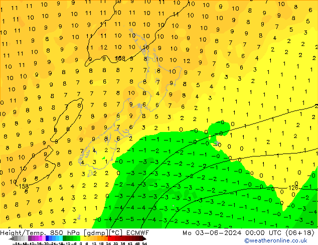 Z500/Rain (+SLP)/Z850 ECMWF Mo 03.06.2024 00 UTC