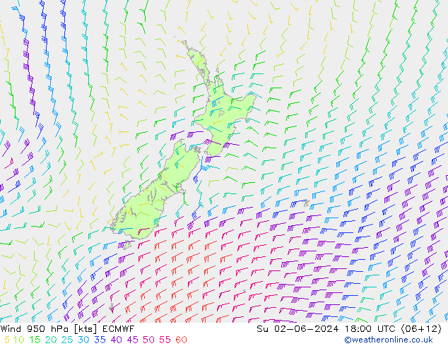 Wind 950 hPa ECMWF Su 02.06.2024 18 UTC