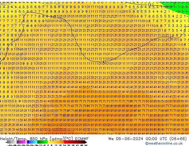 Z500/Rain (+SLP)/Z850 ECMWF We 05.06.2024 00 UTC