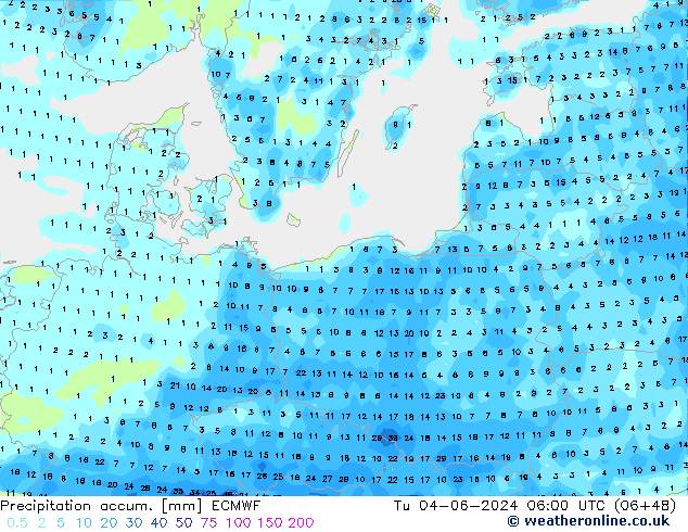 Precipitation accum. ECMWF  04.06.2024 06 UTC