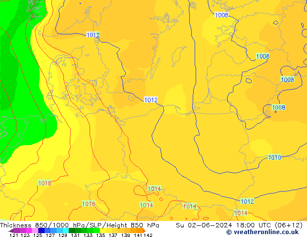 Thck 850-1000 hPa ECMWF Su 02.06.2024 18 UTC