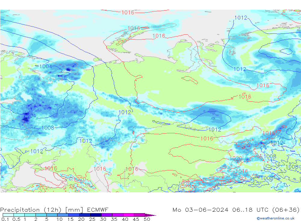 Yağış (12h) ECMWF Pzt 03.06.2024 18 UTC