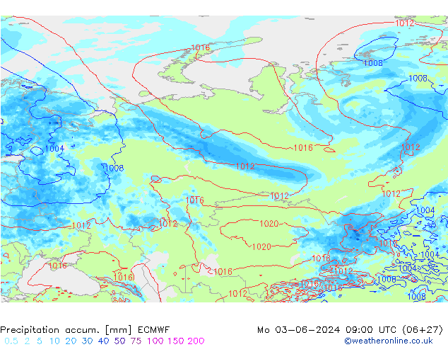 Precipitation accum. ECMWF  03.06.2024 09 UTC