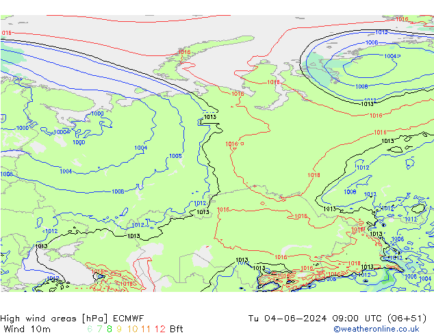 High wind areas ECMWF Tu 04.06.2024 09 UTC