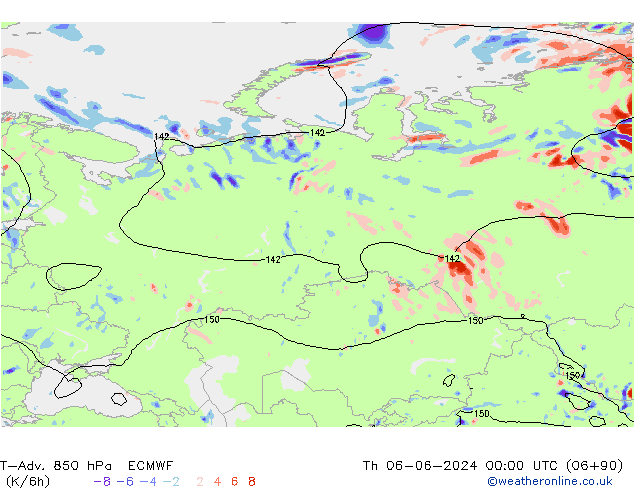 T-Adv. 850 hPa ECMWF do 06.06.2024 00 UTC