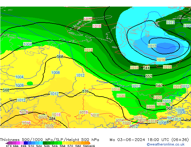 Schichtdicke 500-1000 hPa ECMWF Mo 03.06.2024 18 UTC