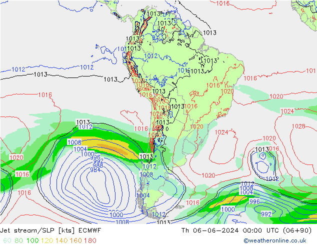 Jet stream/SLP ECMWF Th 06.06.2024 00 UTC