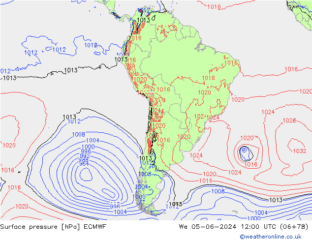 ciśnienie ECMWF śro. 05.06.2024 12 UTC