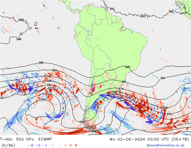 T-Adv. 500 hPa ECMWF Mo 03.06.2024 00 UTC