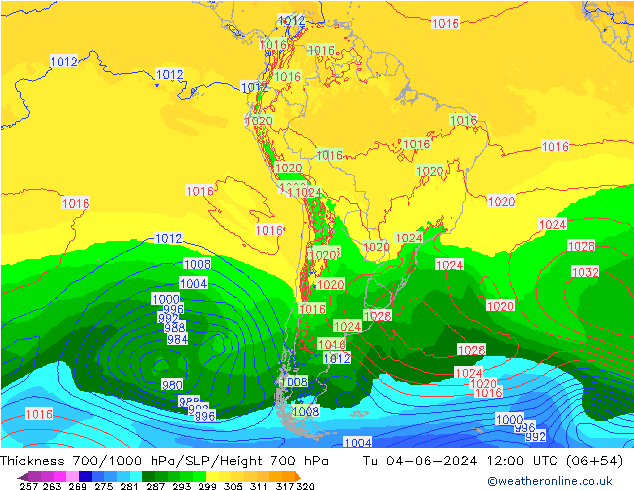 Thck 700-1000 hPa ECMWF Út 04.06.2024 12 UTC