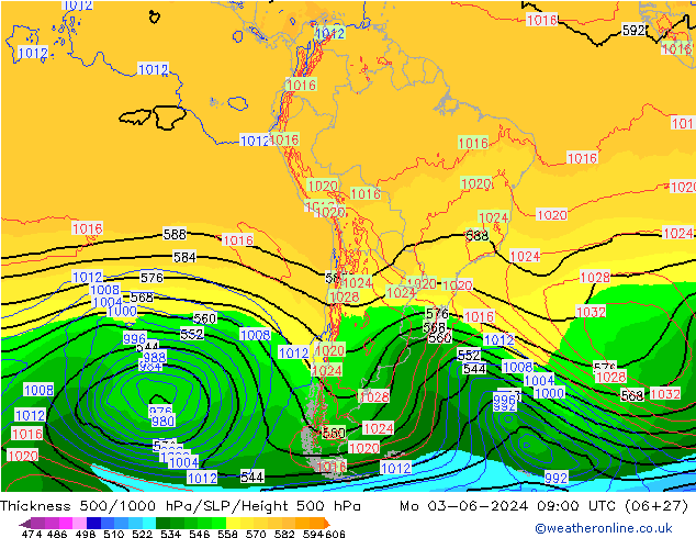 Thck 500-1000hPa ECMWF Po 03.06.2024 09 UTC