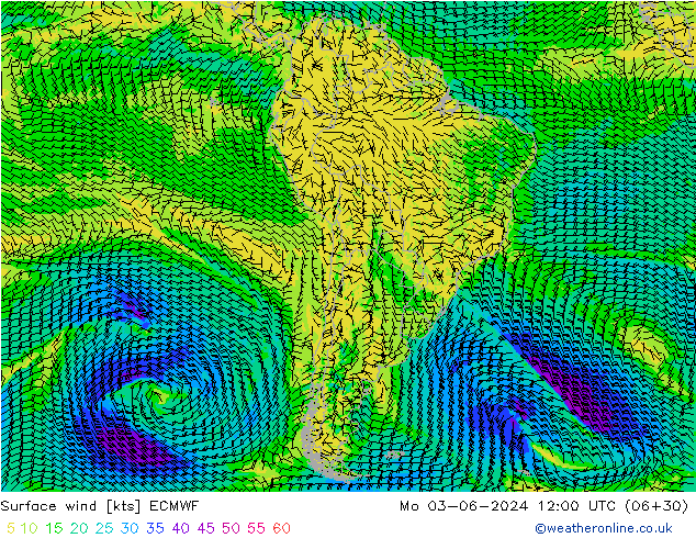 Vent 10 m ECMWF lun 03.06.2024 12 UTC