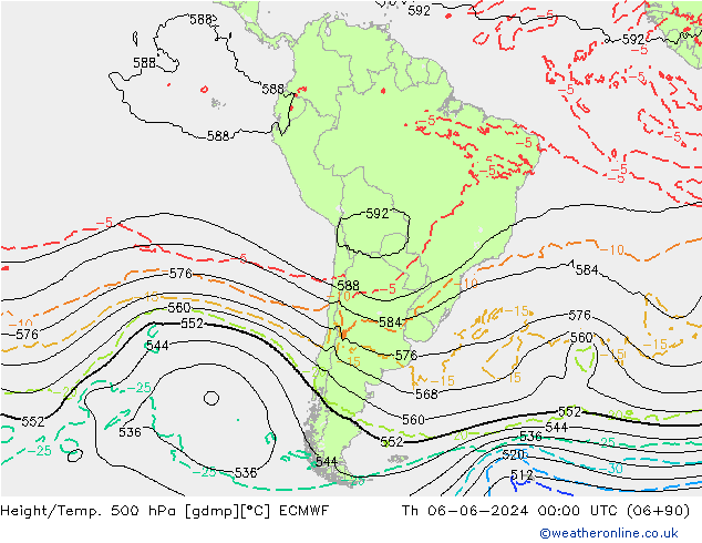 Yükseklik/Sıc. 500 hPa ECMWF Per 06.06.2024 00 UTC