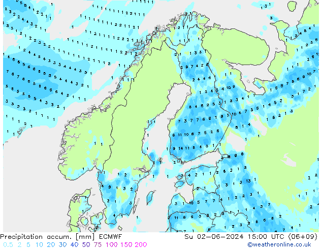 Toplam Yağış ECMWF Paz 02.06.2024 15 UTC